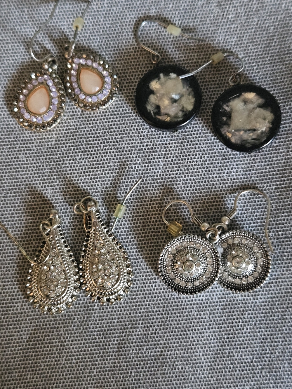 Assorted Women’s Silver and Pink Dangle Pierced Earrings - Set of 4